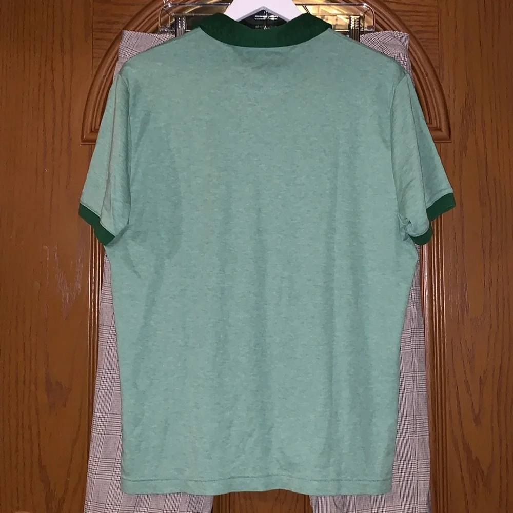 Banana Republic Luxury Touch Standard Fit Polo Shirt Two-Tone Green 100% Cotton